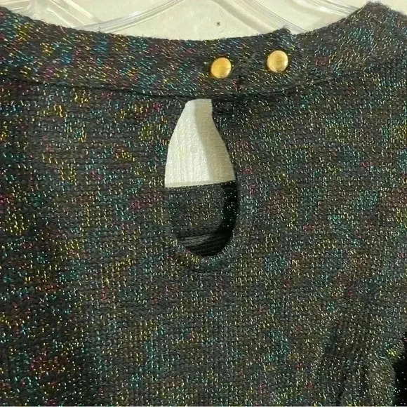 ANTHROPOLOGIE EVA FRANCO Black Sparkle Ruffle Long sleeve women Sweater | size S - Picture 10 of 12